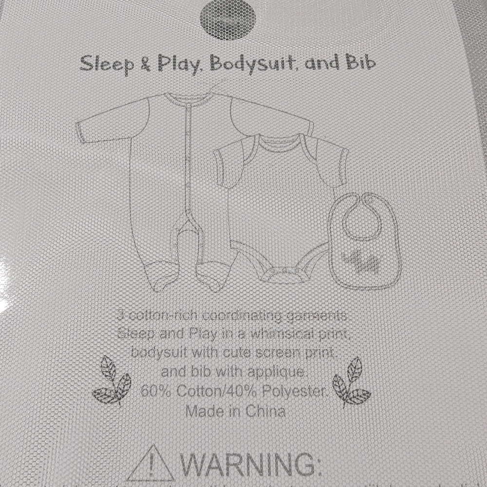 Duck Duck Goose Baby Sleep And Play Bodysuit Set And Bib - Size 3-6 Months - Picture 5 of 6